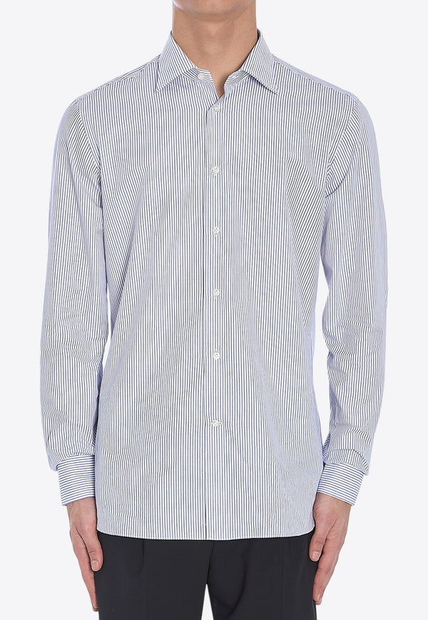 Borriello Napoli Striped Long-Sleeved Shirt Light Blue 140129--BIAZZ
