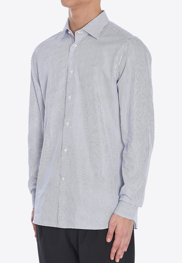 Borriello Napoli Striped Long-Sleeved Shirt Light Blue 140129--BIAZZ