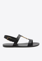 Saint Laurent Cassandre Leather Sandals  Black 818108-DWEDD-1000