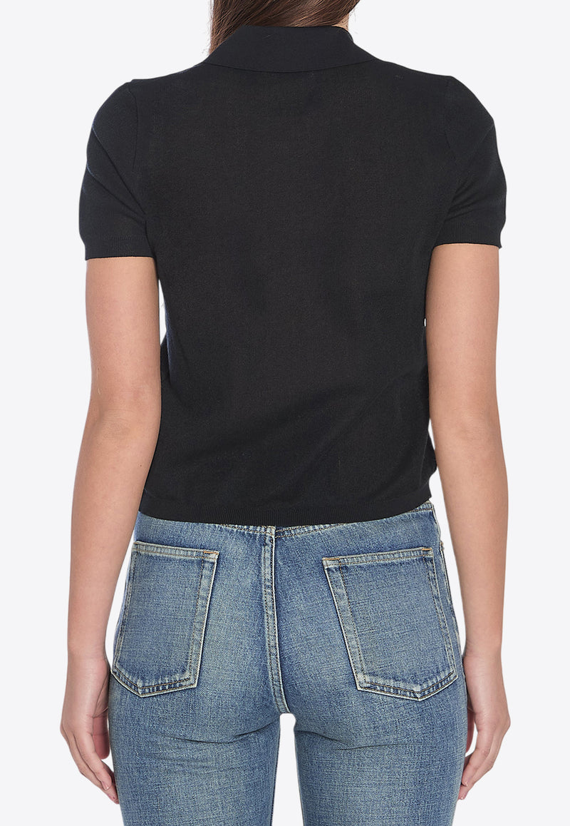 Moncler Logo Embroidered Polo T-shirt Black 9A00004-M6440-999