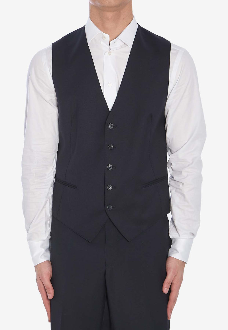Tagliatore Essential Wool Waistcoat Blue GFNA05A-060001-B5013