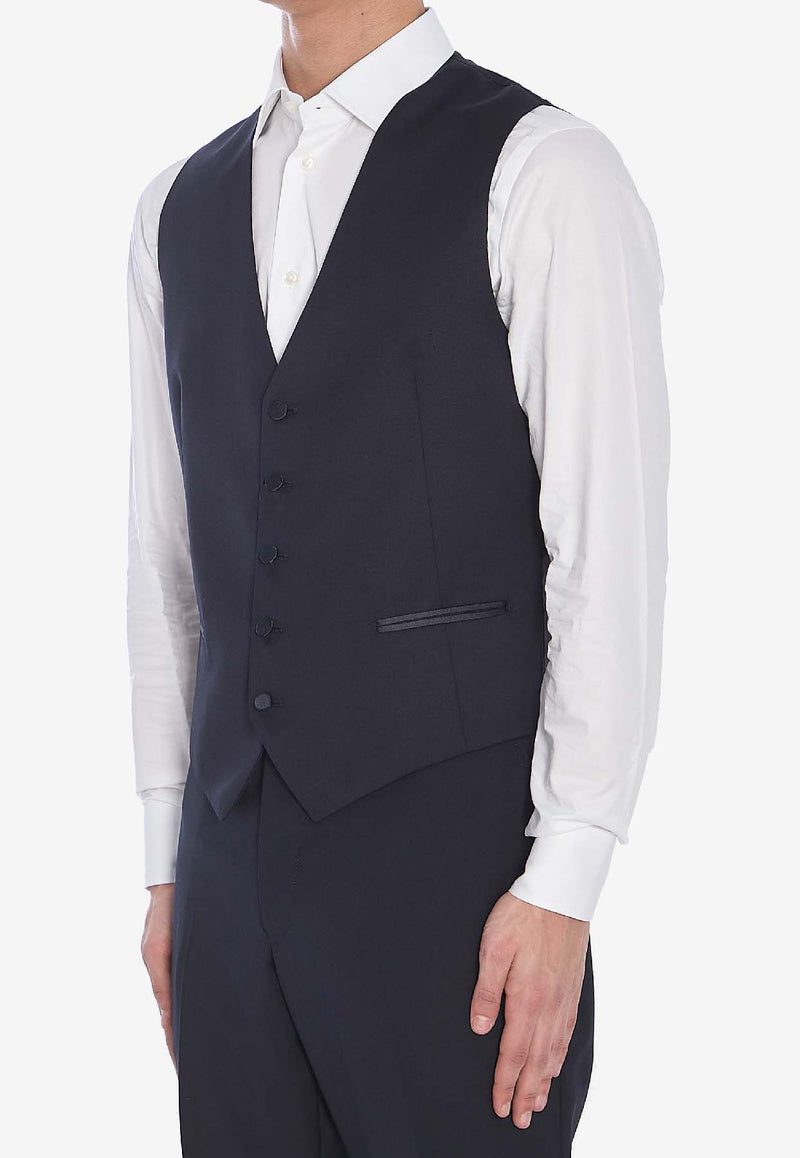 Tagliatore Button-Up Wool Waistcoat Blue GFBK05A-060001-B5013