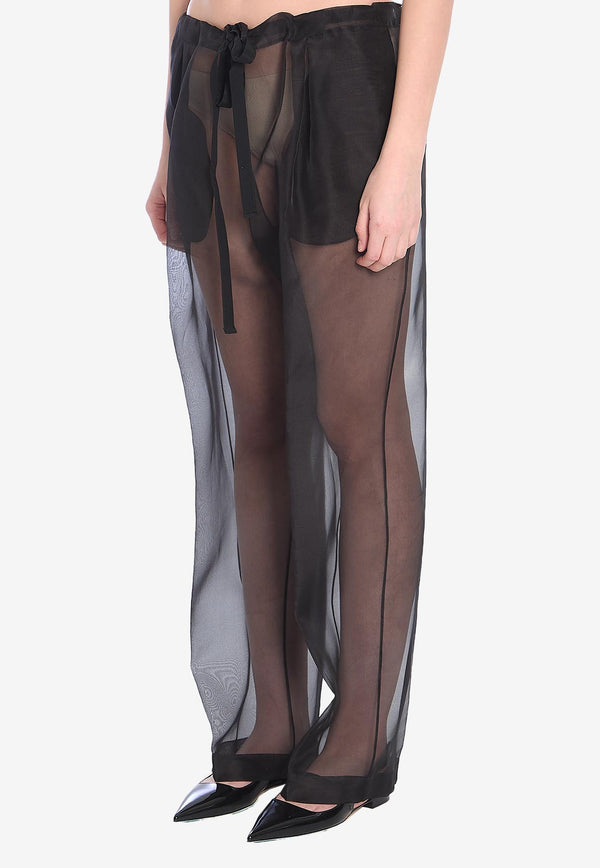 Khaite Trenton Silk Organza Sheer Pants Black 3160343--200