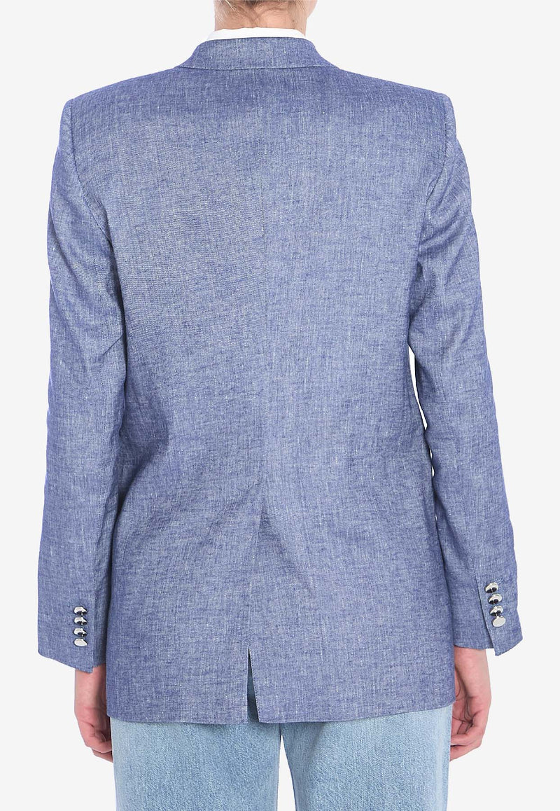 Tagliatore Double-Breasted Linen Blazer Light Blue JJASMINE10B-H70005-I1166