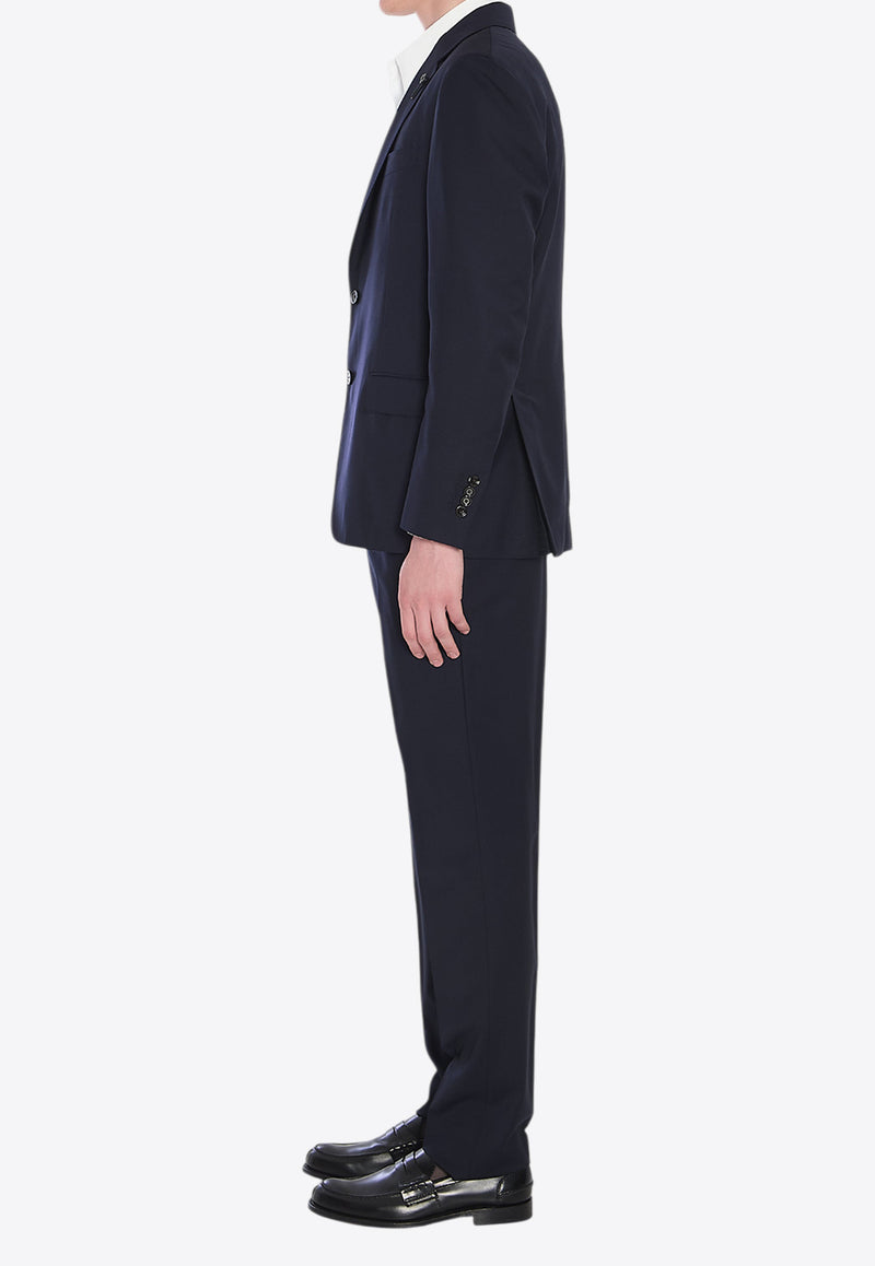 Lardini Wool Double-Breasted Suit Blue ES445AE-ESIF64416-850