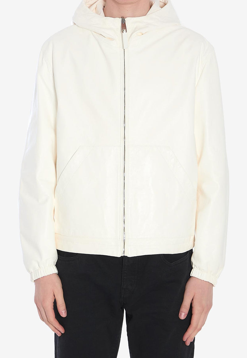 Dolce & Gabbana Reversible Leather Zip-Up Hooded Jacket White G9BKUL-GJ022-W0800