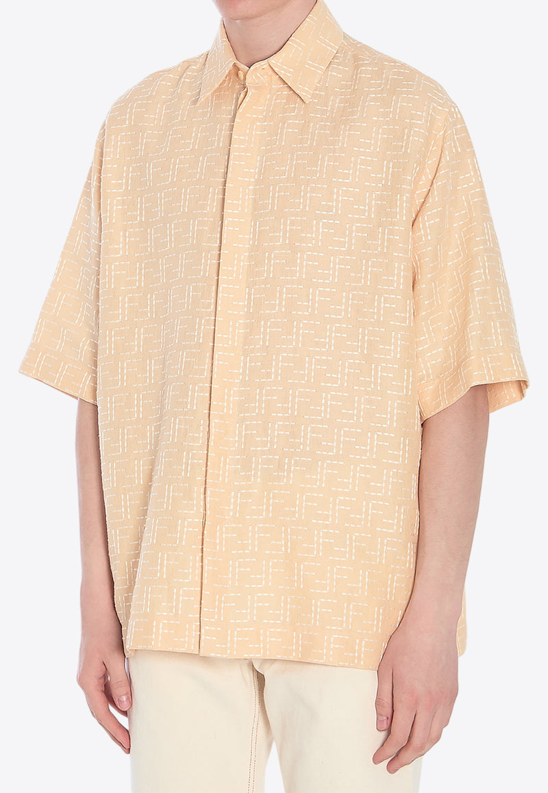 Fendi FF Jacquard Linen Short-Sleeved Shirt Yellow FS1317-AU6Y-F0PKL