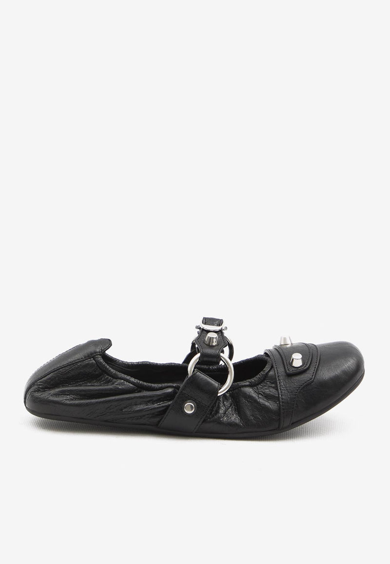 Balenciaga Le City Leather Ballet Flats Black 828095-WAD4Y-1080