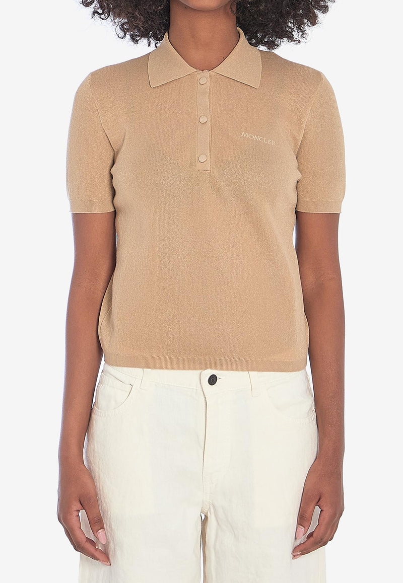 Moncler Logo Embroidered Polo T-shirt Beige 9A00004-M6440-24D