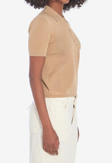 Moncler Logo Embroidered Polo T-shirt Beige 9A00004-M6440-24D