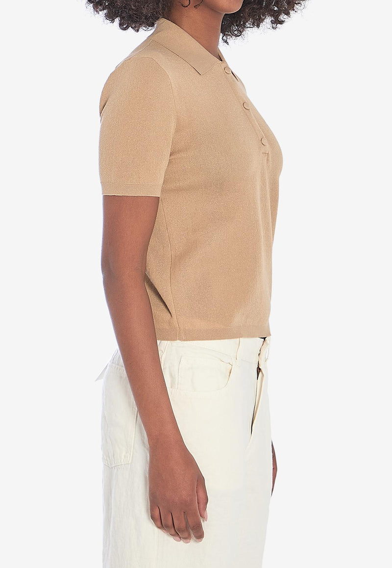 Moncler Logo Embroidered Polo T-shirt Beige 9A00004-M6440-24D