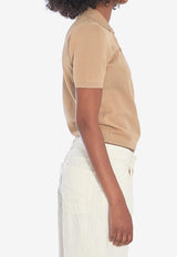 Moncler Logo Embroidered Polo T-shirt Beige 9A00004-M6440-24D