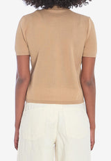 Moncler Logo Embroidered Polo T-shirt Beige 9A00004-M6440-24D