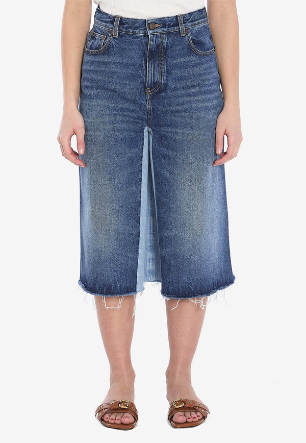 Chloé Patchwork Denim Bermuda Shorts Blue CH25SDS02158--476