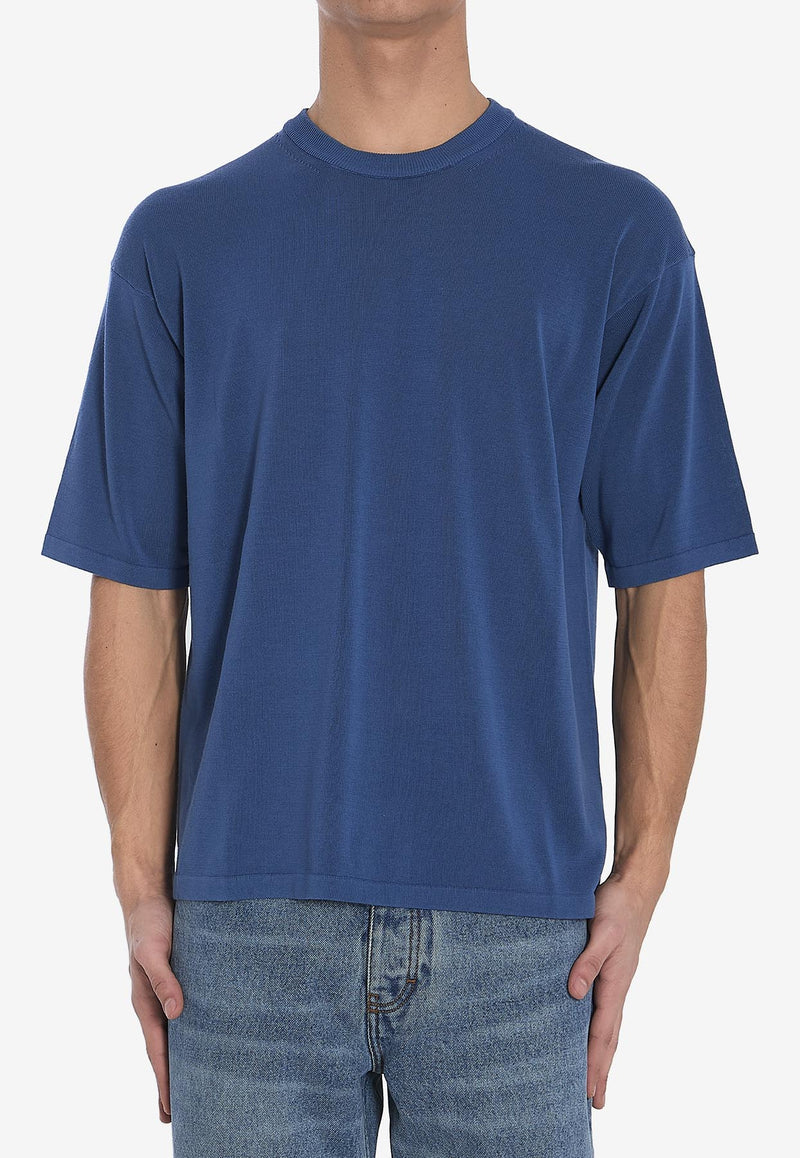 Roberto Collina Fine Knit Crewneck T-shirt Blue RB11021-RB11-12