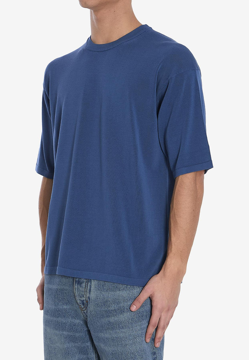 Roberto Collina Fine Knit Crewneck T-shirt Blue RB11021-RB11-12
