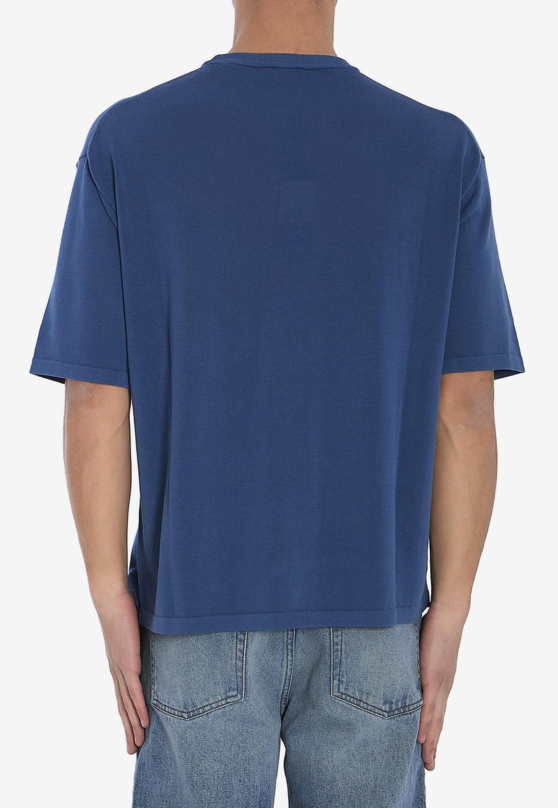 Roberto Collina Fine Knit Crewneck T-shirt Blue RB11021-RB11-12