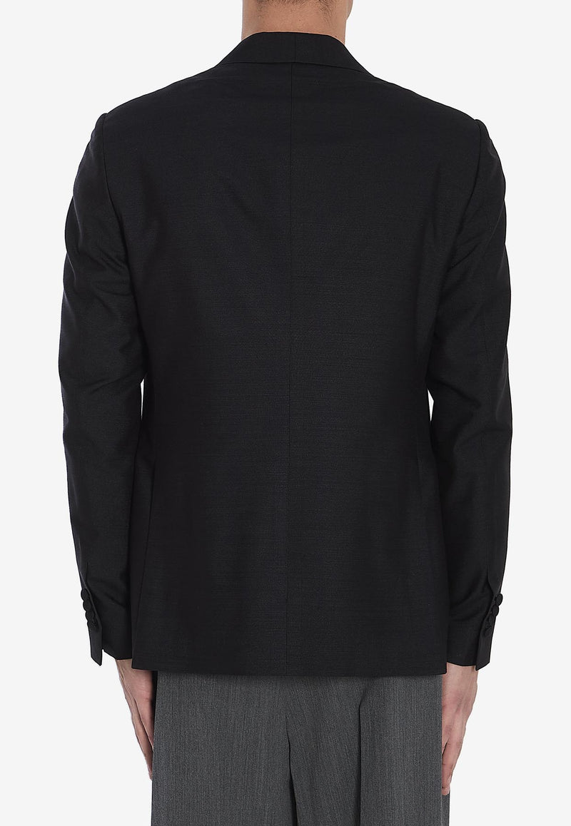 Lardini Single-Breasted Silk Blazer Black ES5809EI-ESE64318-999