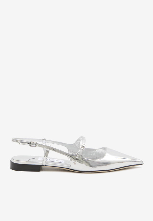 Jimmy Choo Didi Patent Leather Slingback Flats Silver DIDI FLAT-QUI-SILVER