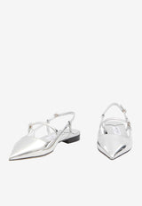 Jimmy Choo Didi Patent Leather Slingback Flats Silver DIDI FLAT-QUI-SILVER