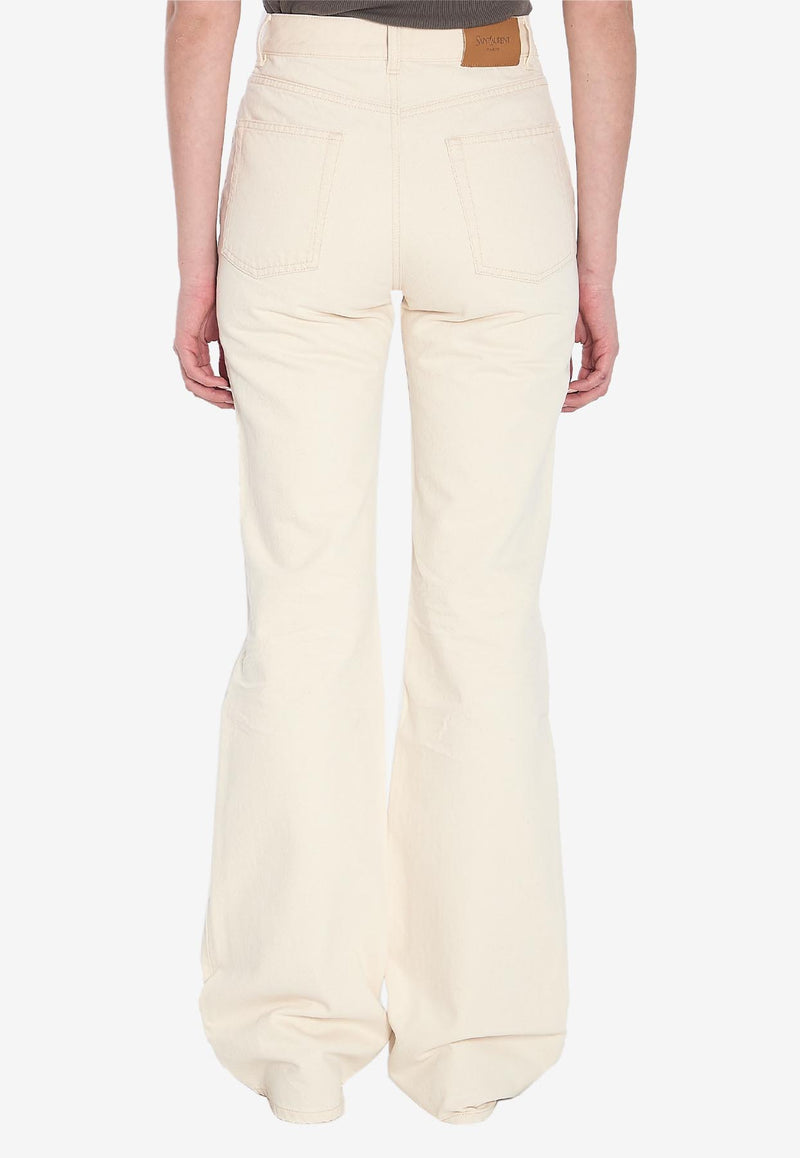 Saint Laurent 70s Straight-Leg Jeans  White 823599-Y30UA-9100