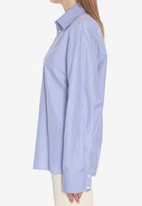 Saint Laurent Cassandre Striped Long-Sleeved Shirt Light Blue 818606-Y4K47-4783