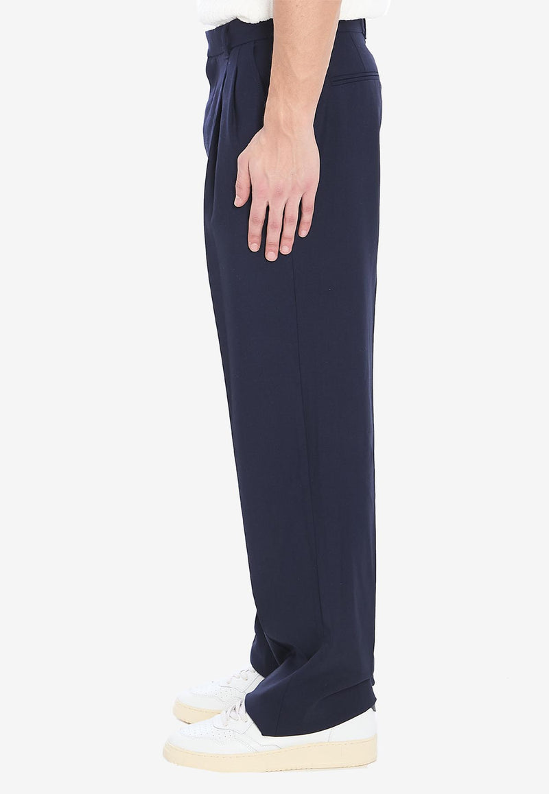 Casablanca Straight-Leg Wool Pants Blue MPS25TR25701--NAVY