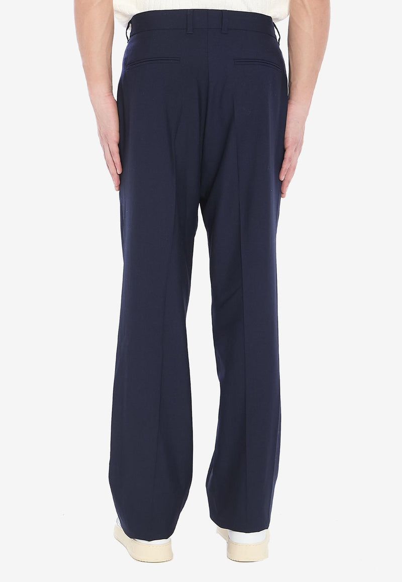 Casablanca Straight-Leg Wool Pants Blue MPS25TR25701--NAVY