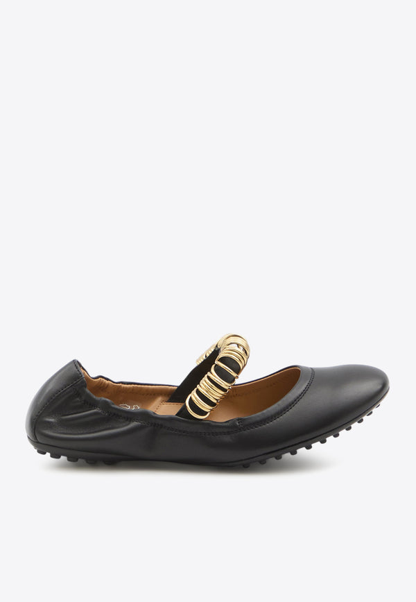 Tod's Dee Ring Leather Ballet Flats Black XXW0HI0JJ10-U1O-B999