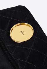 Chloé Small Heritage Quilted Velvet Crossbody Bag Black CH25AS585P90--001