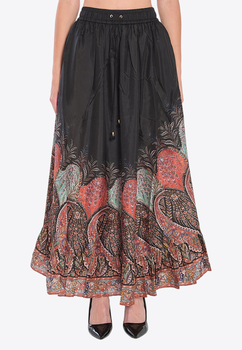 Zimmermann Rhiannon Ruffled Maxi Skirt Multicolor 3318SSS251--BLKP