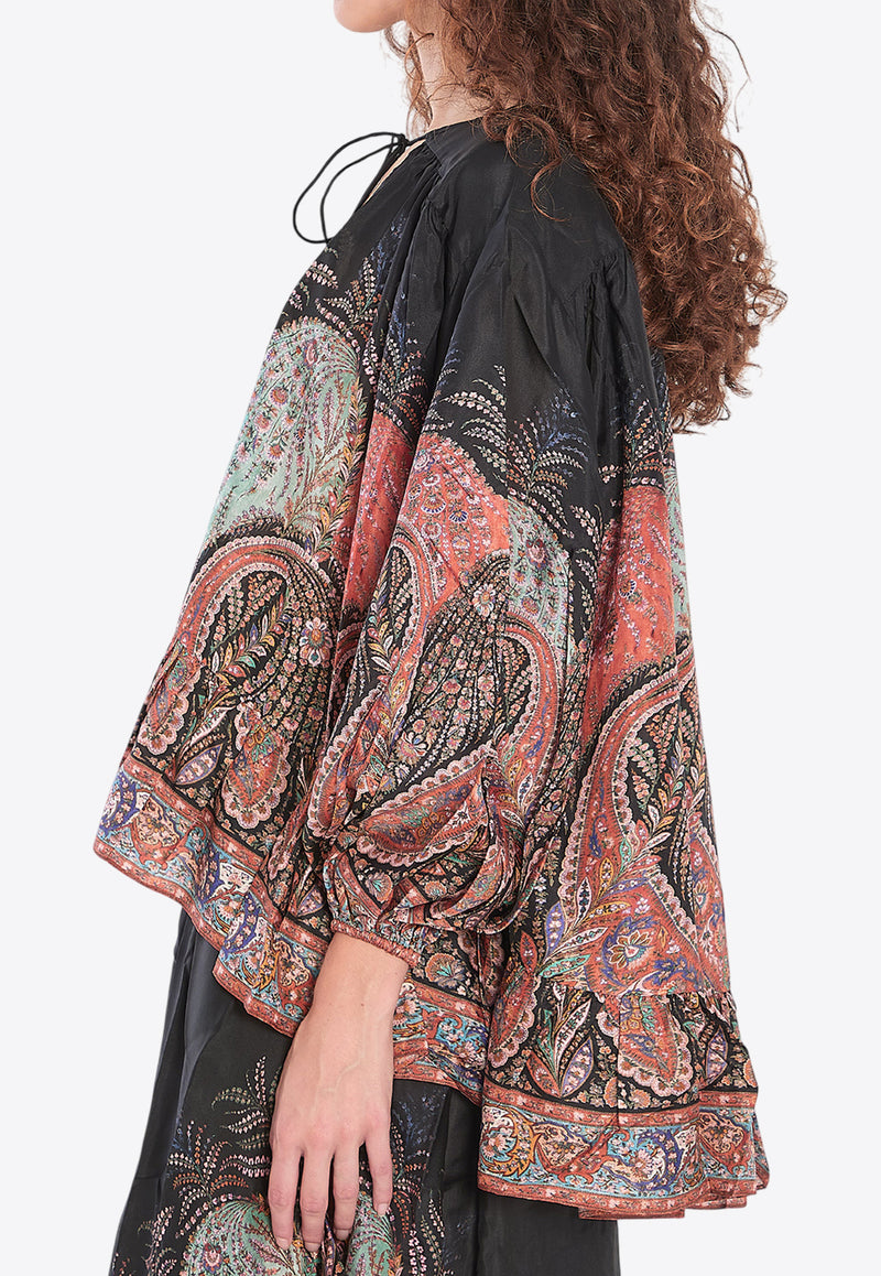 Zimmermann Rhiannon Ruffle Billow Blouse Multicolor 3229TSS251--BLKP