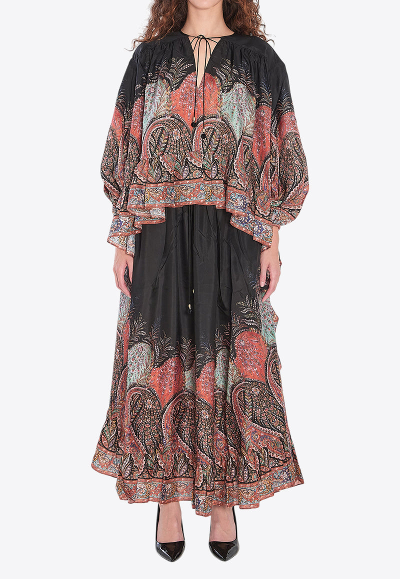 Zimmermann Rhiannon Ruffle Billow Blouse Multicolor 3229TSS251--BLKP