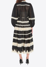 Zimmermann Rhiannon Billow Midi Dress Black 3227DSS251--BLCR