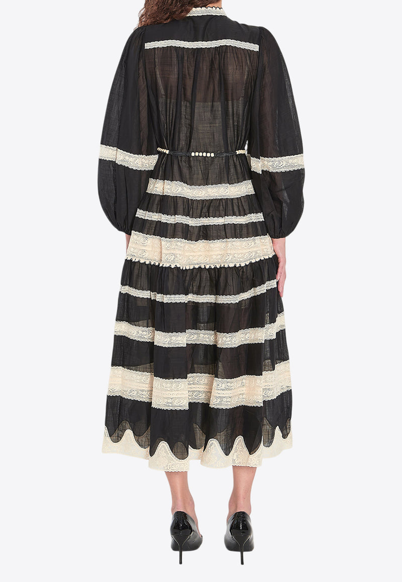 Zimmermann Rhiannon Billow Midi Dress Black 3227DSS251--BLCR