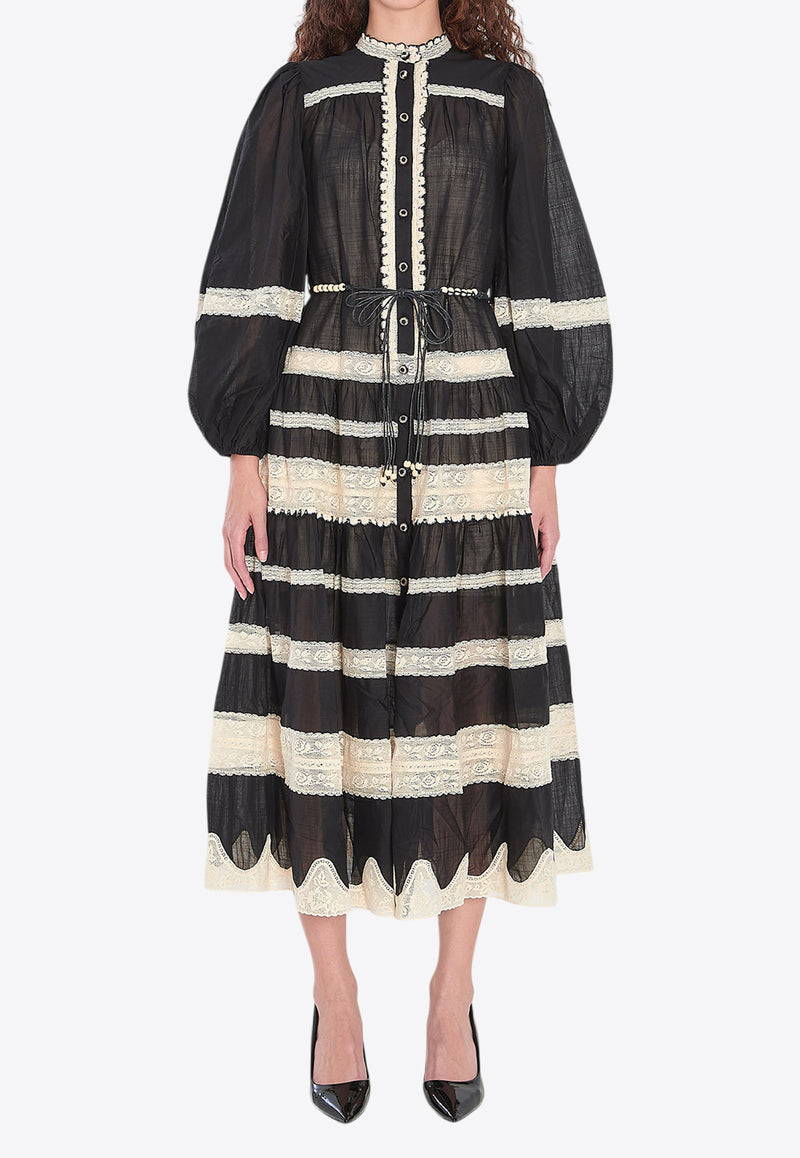 Zimmermann Rhiannon Billow Midi Dress Black 3227DSS251--BLCR