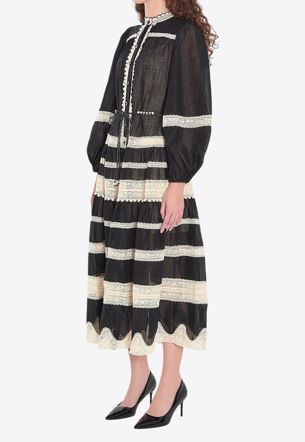 Zimmermann Rhiannon Billow Midi Dress Black 3227DSS251--BLCR