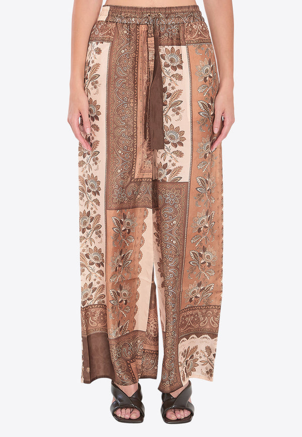 Zimmermann Lucky Relaxed Printed Silk Pants Brown 3590PSS252--CHCBAN