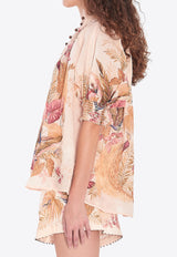 Zimmermann Ascension Short-Sleeved Billow Shirt Cream 4556TSS253--CRMPLMFLO