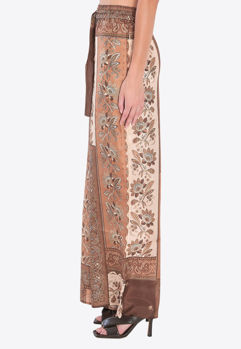 Zimmermann Lucky Relaxed Printed Silk Pants Brown 3590PSS252--CHCBAN