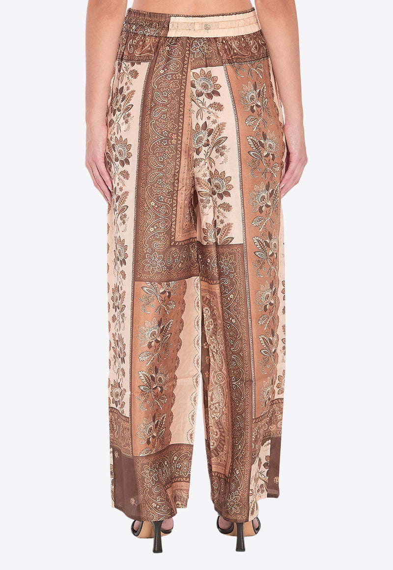 Zimmermann Lucky Relaxed Printed Silk Pants Brown 3590PSS252--CHCBAN