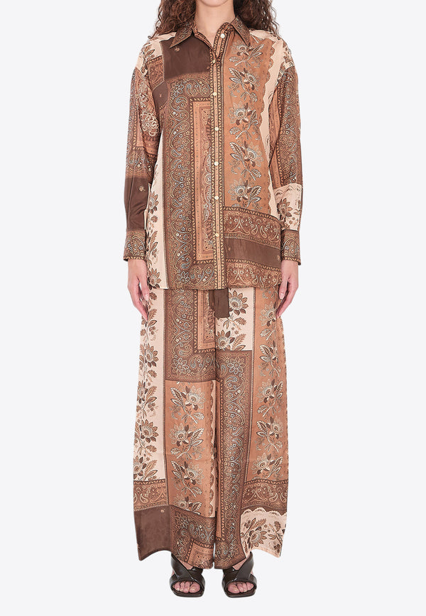 Zimmermann Lucky Relaxed Printed Silk Pants Brown 3590PSS252--CHCBAN