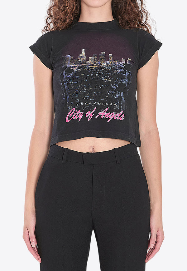 Balenciaga City Of Angels Print Faded T-shirt Black 807341-TSVR5-1041