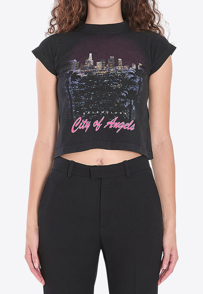 Balenciaga City Of Angels Print Faded T-shirt Black 807341-TSVR5-1041
