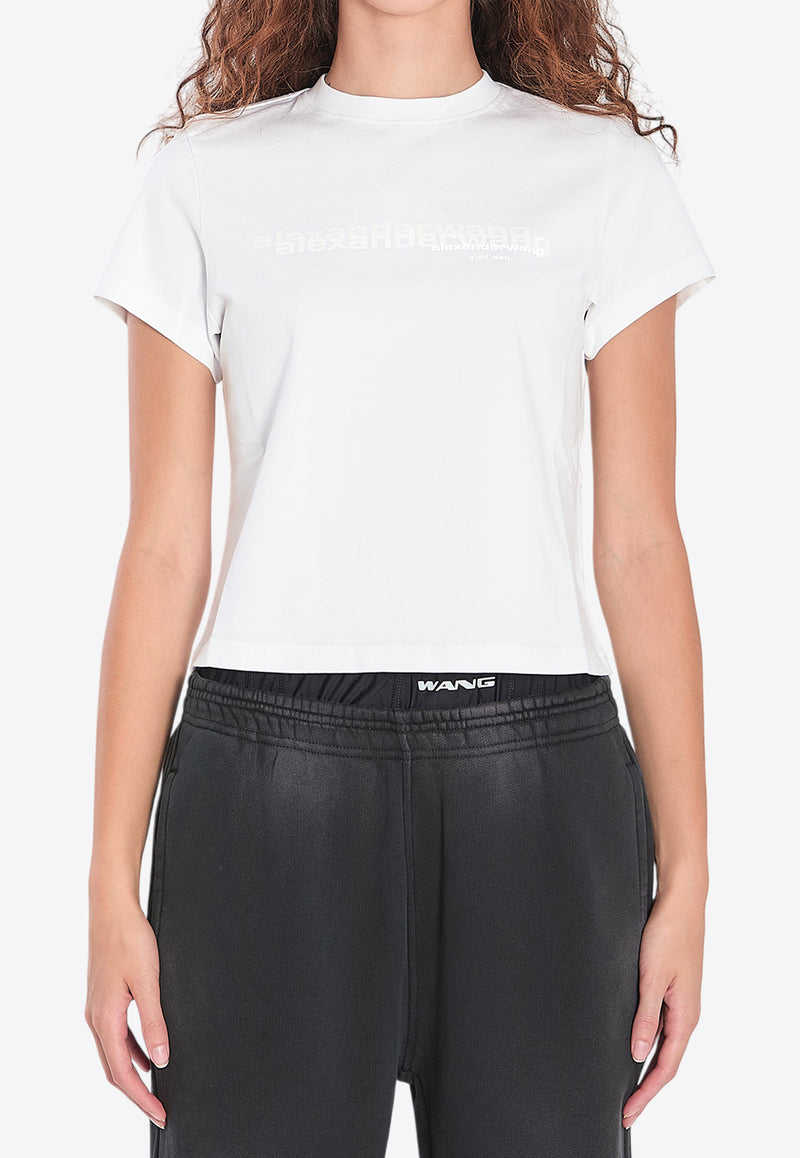 Alexander Wang Logo Print Shrunken T-shirt White 1CC3251103--120