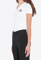 Balenciaga Logo Embroidered V-neck Polo T-shirt White 835501-T5231-9040