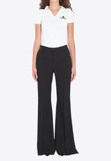 Balenciaga Logo Embroidered V-neck Polo T-shirt White 835501-T5231-9040