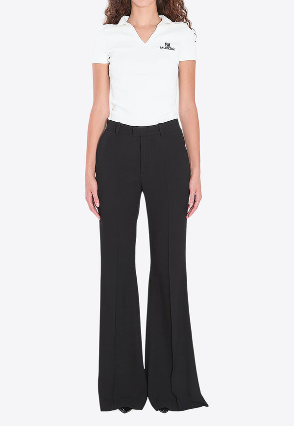 Balenciaga Logo Embroidered V-neck Polo T-shirt White 835501-T5231-9040