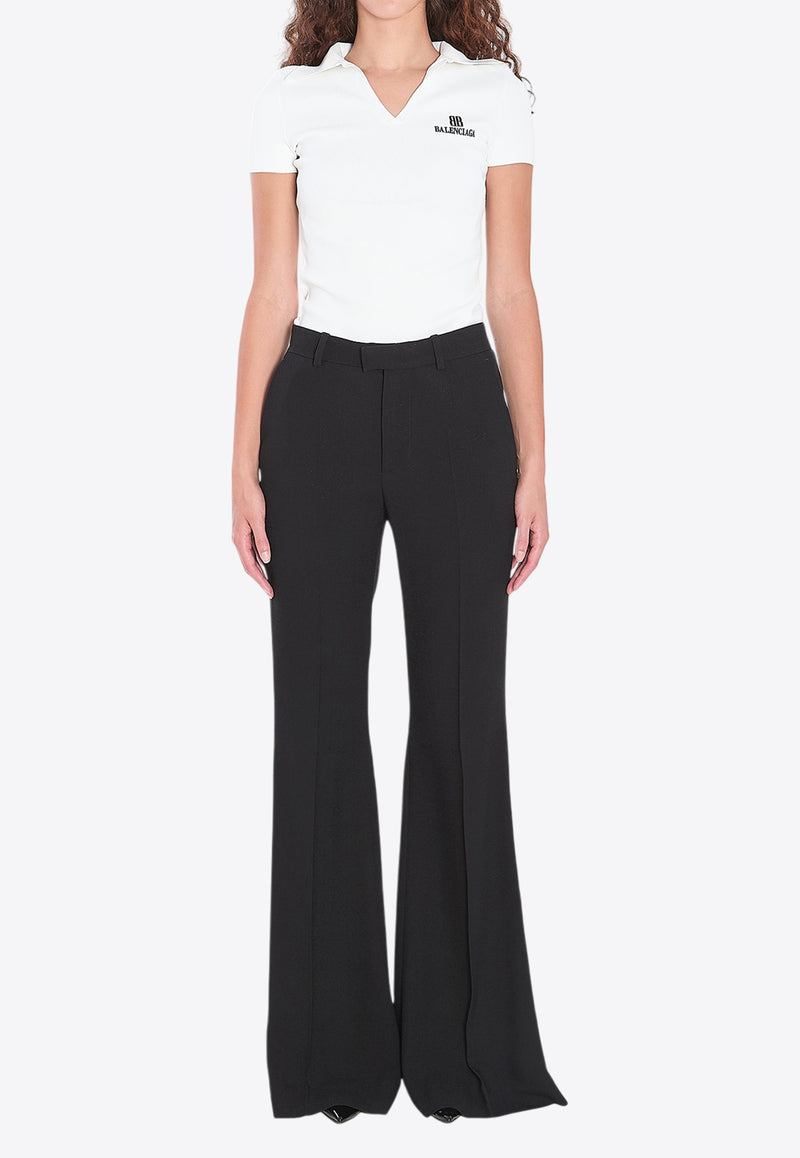 Balenciaga Logo Embroidered V-neck Polo T-shirt White 835501-T5231-9040