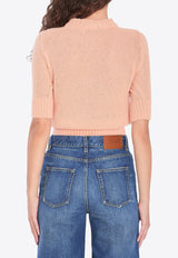 Chloé Logo Embroidered Wool-Blend Knit Top Peach CH25UMP26740--81L